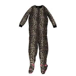 Nick and Nora Footed Pajamas M One Piece‎ Romper Full Zip Cat Print Sleeper